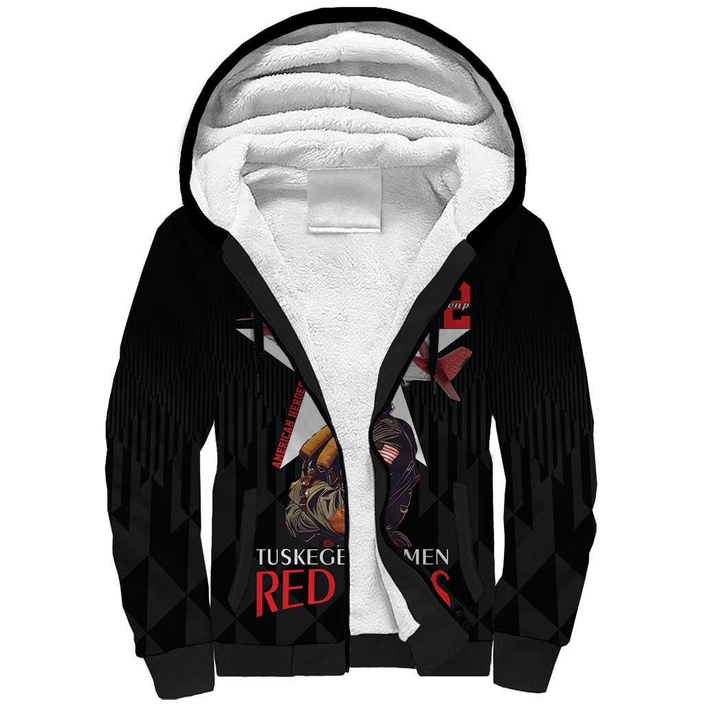 Tuskegee Airmen Red Tails Sherpa Hoodie African American Pilots Heritage Black Style - Wonder Print Shop