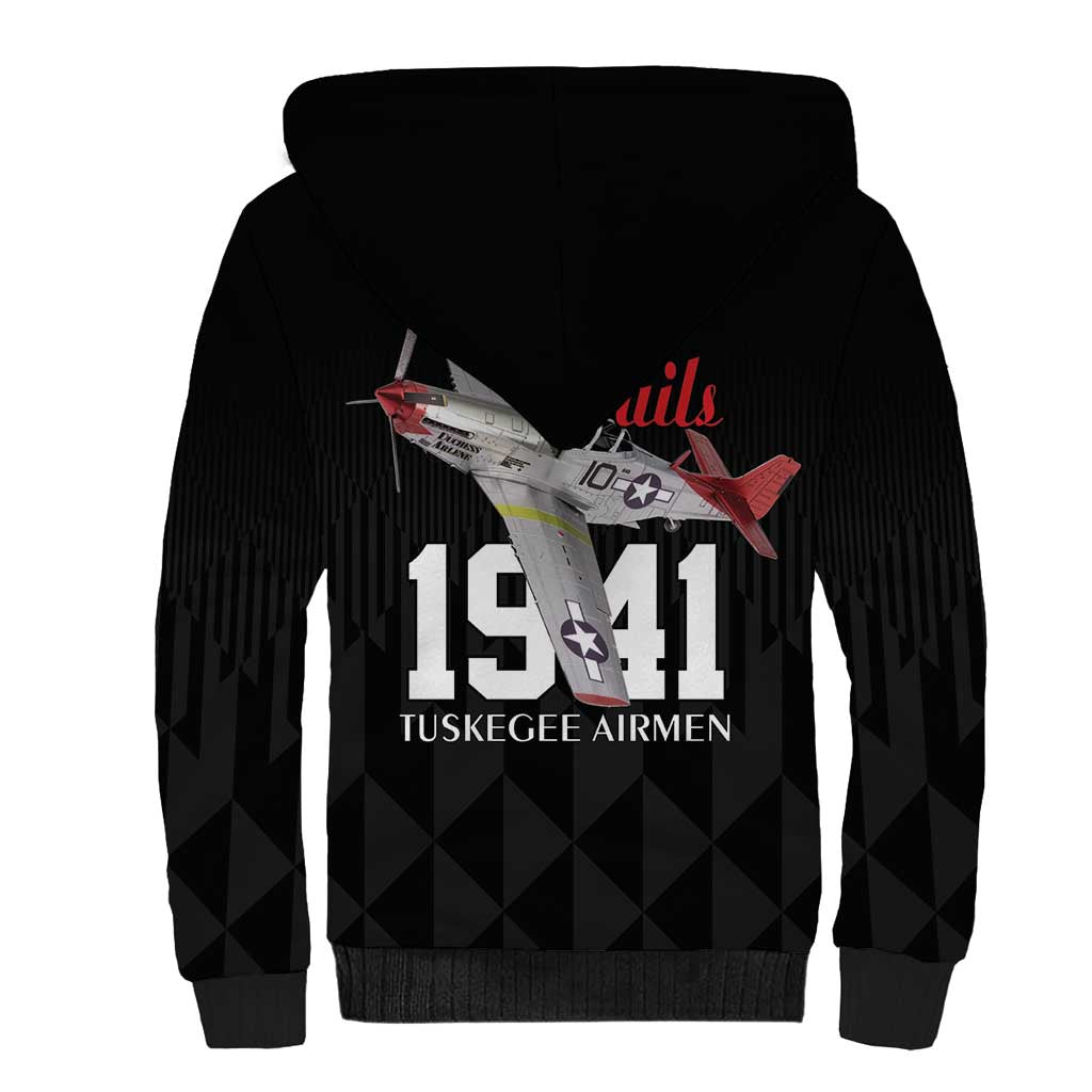 Tuskegee Airmen Red Tails Sherpa Hoodie African American Pilots Heritage Black Style - Wonder Print Shop