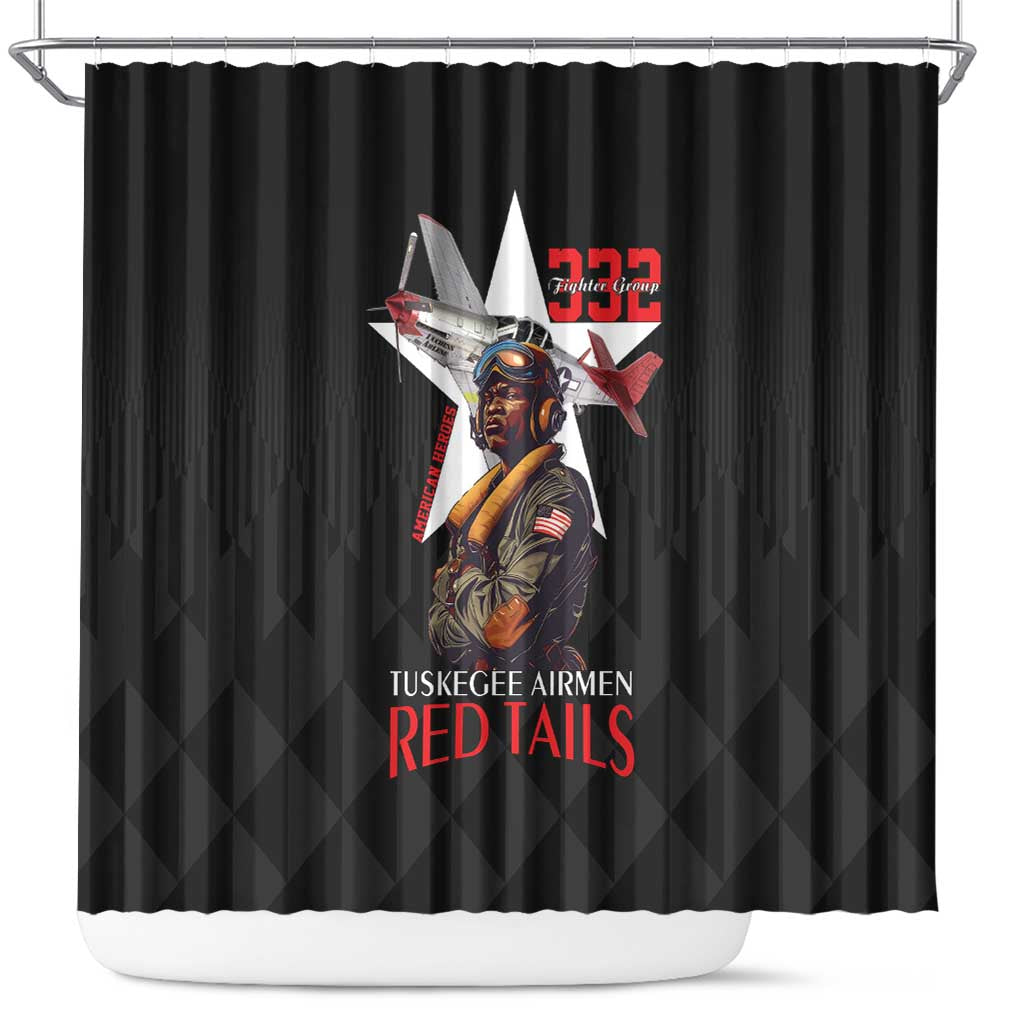 Tuskegee Airmen Red Tails Shower Curtain African American Pilots Heritage Black Style - Wonder Print Shop