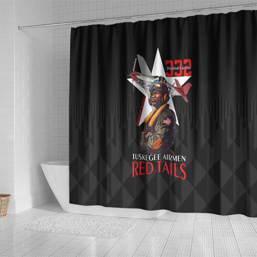 Tuskegee Airmen Red Tails Shower Curtain African American Pilots Heritage Black Style - Wonder Print Shop
