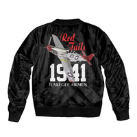 Tuskegee Airmen Red Tails Sleeve Zip Bomber Jacket African American Pilots Heritage Black Style - Wonder Print Shop