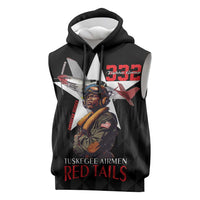 Tuskegee Airmen Red Tails Sleeveless Hoodie African American Pilots Heritage Black Style - Wonder Print Shop