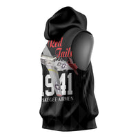 Tuskegee Airmen Red Tails Sleeveless Hoodie African American Pilots Heritage Black Style - Wonder Print Shop