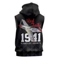 Tuskegee Airmen Red Tails Sleeveless Zip Hoodie African American Pilots Heritage Black Style - Wonder Print Shop
