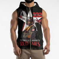 Tuskegee Airmen Red Tails Sleeveless Zip Hoodie African American Pilots Heritage Black Style - Wonder Print Shop