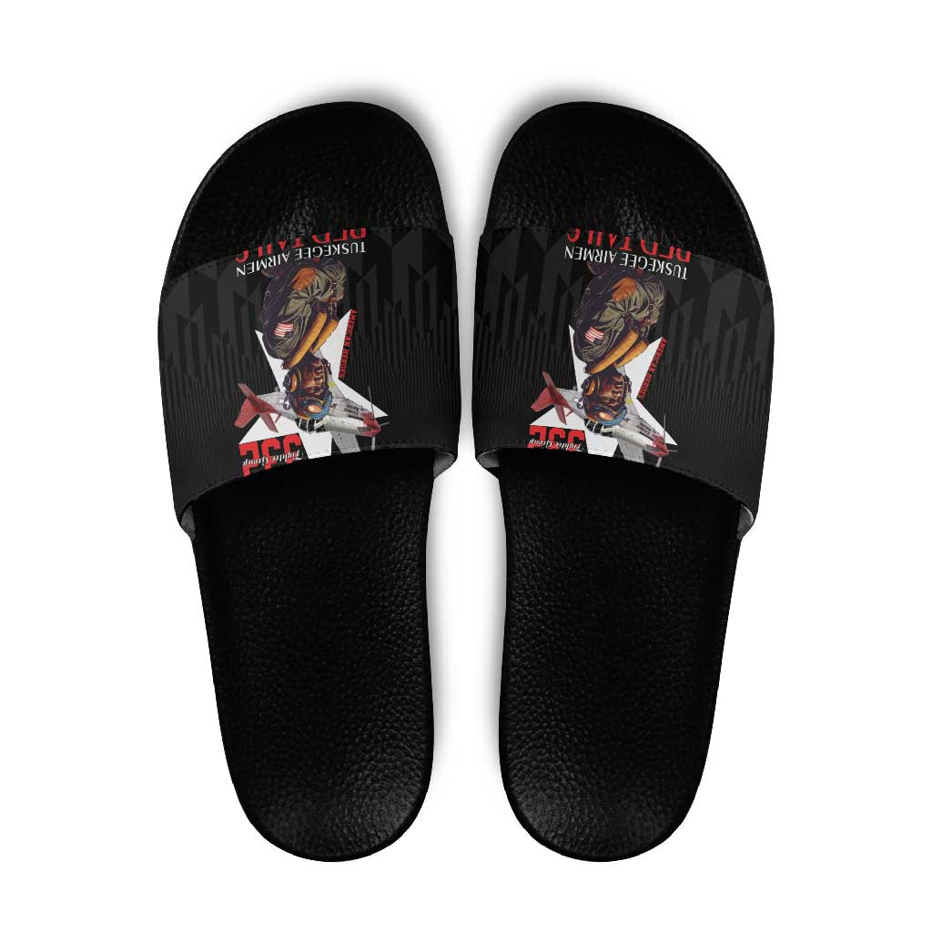 Tuskegee Airmen Red Tails Slide Sandals African American Pilots Heritage Black Style - Wonder Print Shop