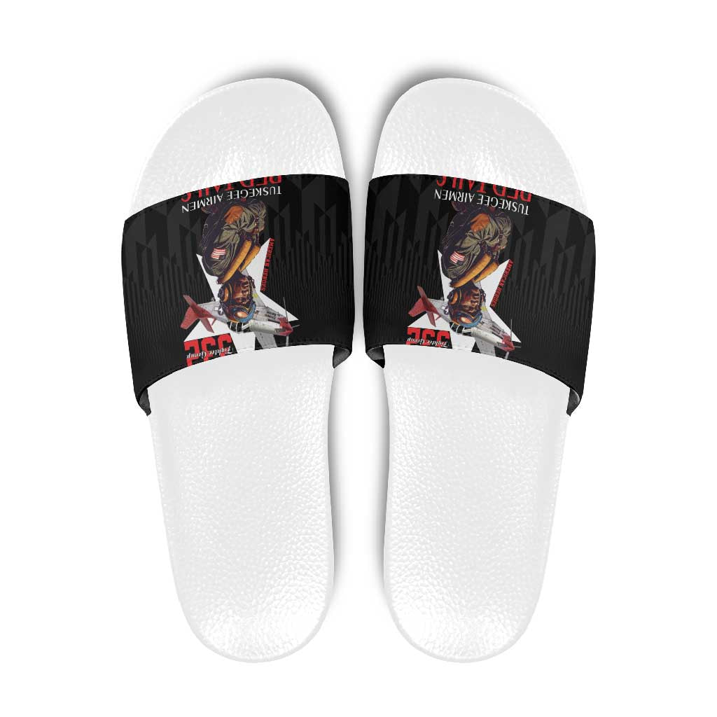 Tuskegee Airmen Red Tails Slide Sandals African American Pilots Heritage Black Style - Wonder Print Shop