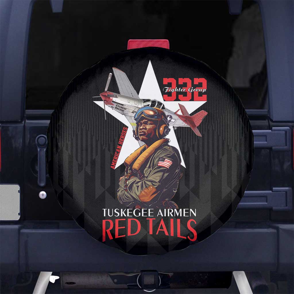 Tuskegee Airmen Red Tails Spare Tire Cover African American Pilots Heritage Black Style - Wonder Print Shop