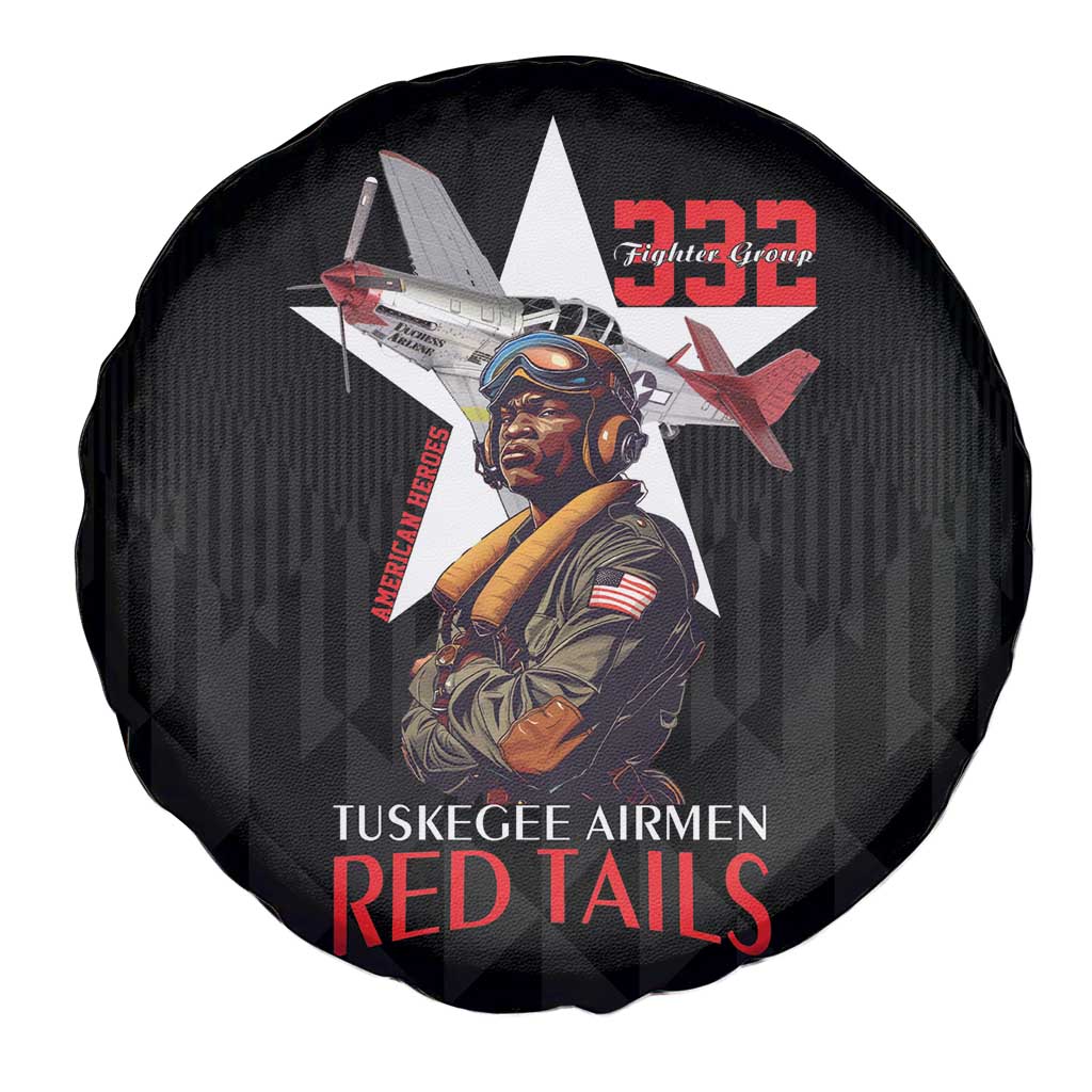 Tuskegee Airmen Red Tails Spare Tire Cover African American Pilots Heritage Black Style - Wonder Print Shop