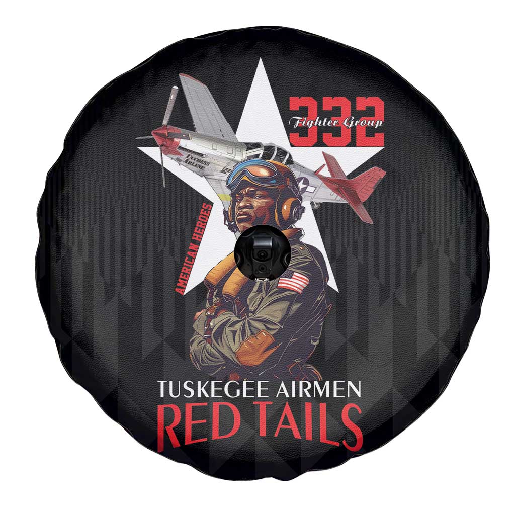 Tuskegee Airmen Red Tails Spare Tire Cover African American Pilots Heritage Black Style - Wonder Print Shop