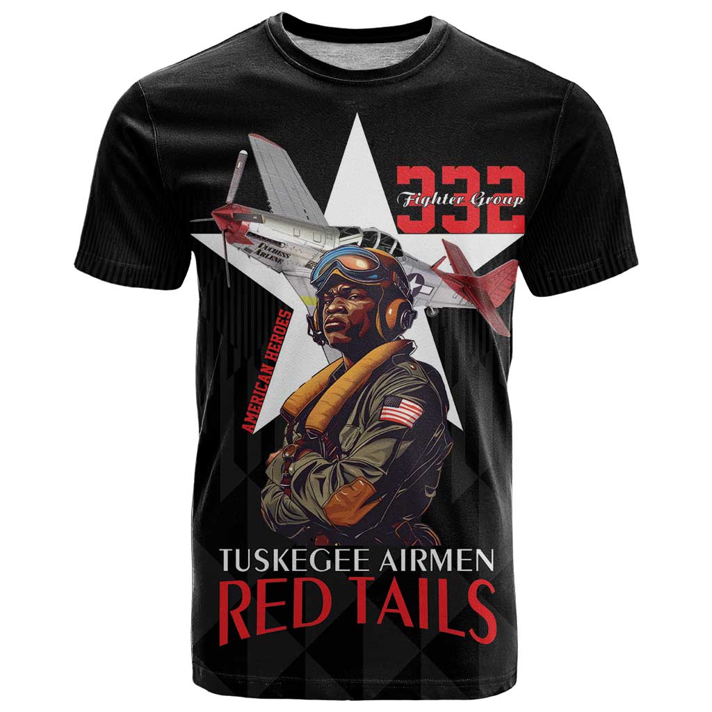 Tuskegee Airmen Red Tails T Shirt African American Pilots Heritage Black Style - Wonder Print Shop