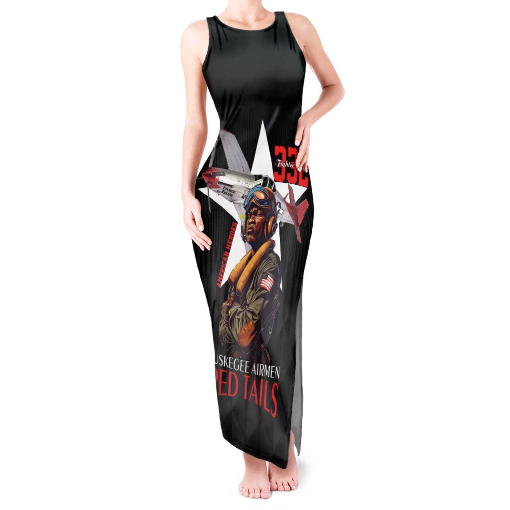 Tuskegee Airmen Red Tails Tank Maxi Dress African American Pilots Heritage Black Style - Wonder Print Shop