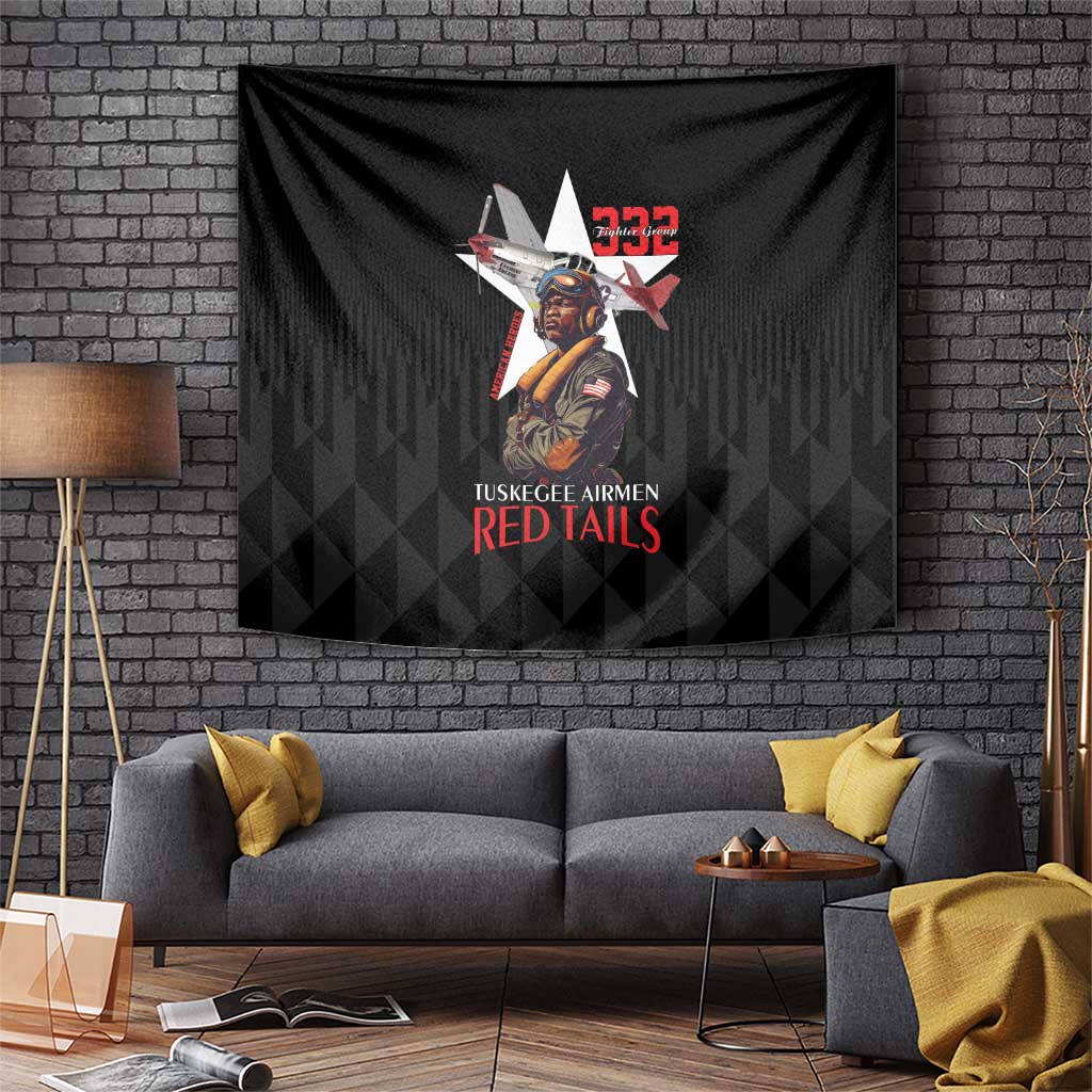 Tuskegee Airmen Red Tails Tapestry African American Pilots Heritage Black Style - Wonder Print Shop