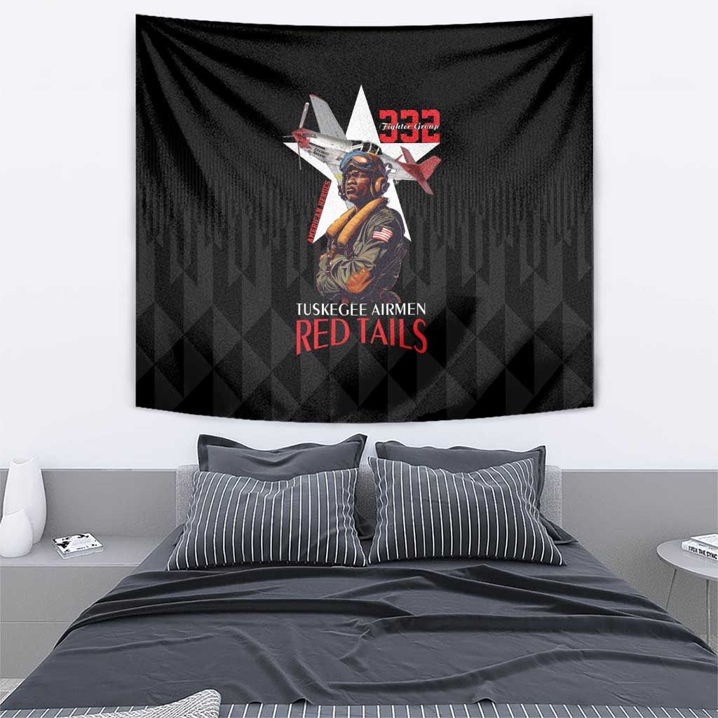 Tuskegee Airmen Red Tails Tapestry African American Pilots Heritage Black Style - Wonder Print Shop