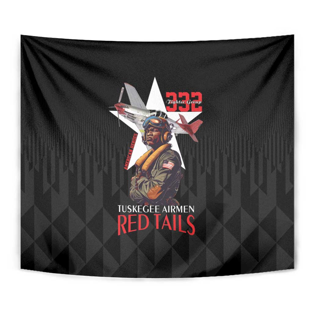 Tuskegee Airmen Red Tails Tapestry African American Pilots Heritage Black Style - Wonder Print Shop