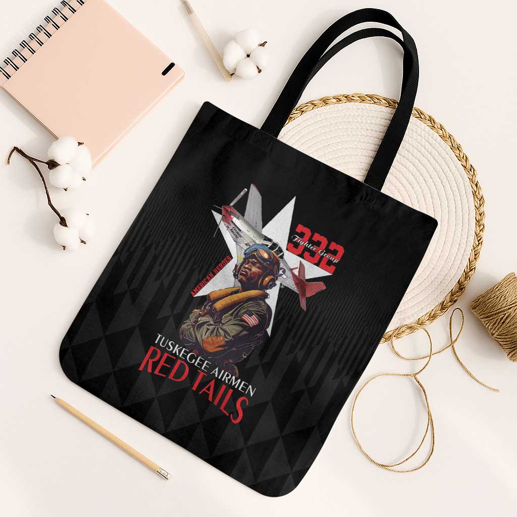 Tuskegee Airmen Red Tails Tote Bag African American Pilots Heritage Black Style - Wonder Print Shop