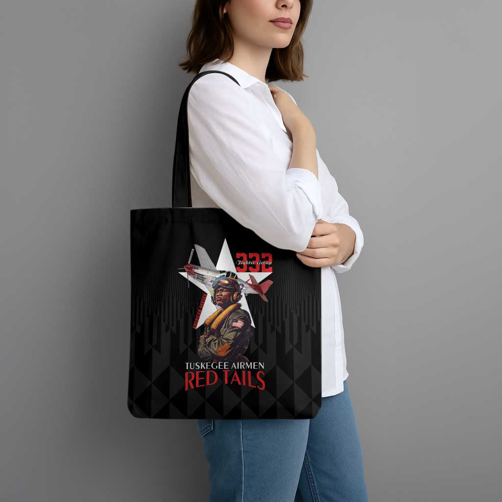 Tuskegee Airmen Red Tails Tote Bag African American Pilots Heritage Black Style - Wonder Print Shop