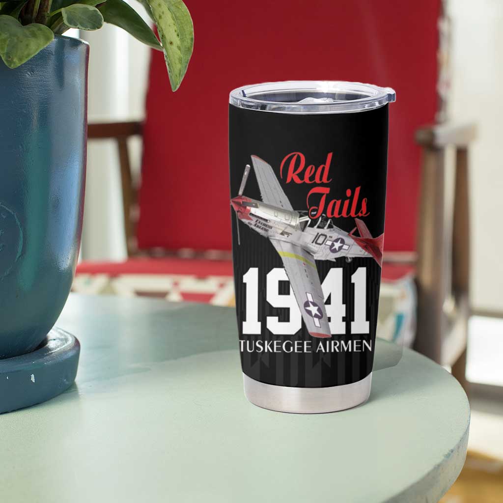 Tuskegee Airmen Red Tails Tumbler Cup African American Pilots Heritage Black Style - Wonder Print Shop