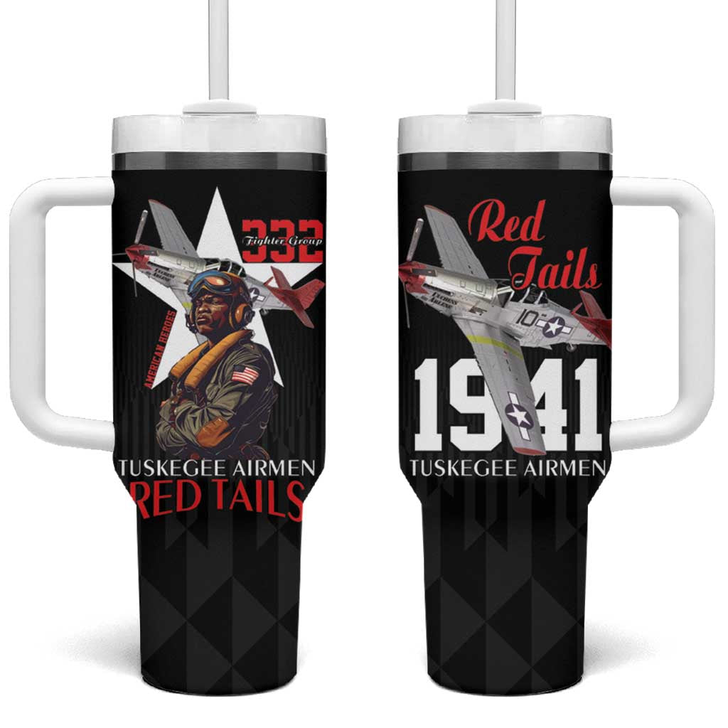 Tuskegee Airmen Red Tails Tumbler With Handle African American Pilots Heritage Black Style - Wonder Print Shop