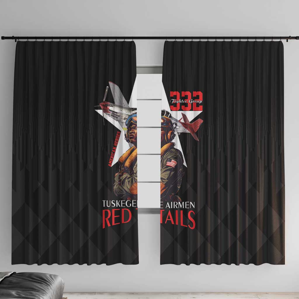 Tuskegee Airmen Red Tails Window Curtain African American Pilots Heritage Black Style - Wonder Print Shop