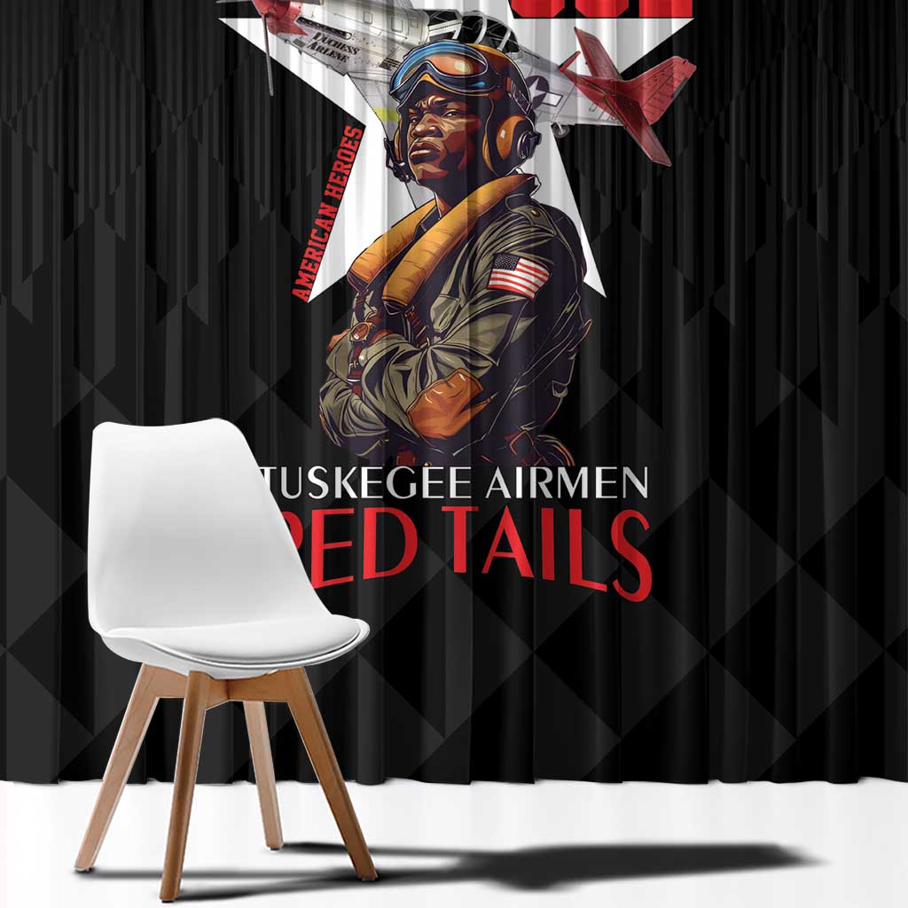 Tuskegee Airmen Red Tails Window Curtain African American Pilots Heritage Black Style - Wonder Print Shop