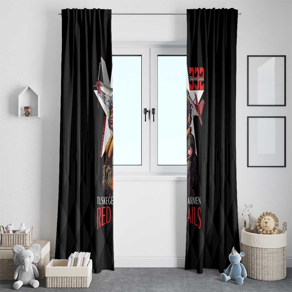 Tuskegee Airmen Red Tails Window Curtain African American Pilots Heritage Black Style - Wonder Print Shop