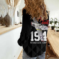 Tuskegee Airmen Red Tails Women Casual Shirt African American Pilots Heritage Black Style - Wonder Print Shop