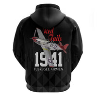 Tuskegee Airmen Red Tails Zip Hoodie African American Pilots Heritage Black Style - Wonder Print Shop