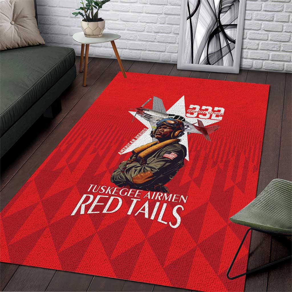 Tuskegee Airmen Red Tails Area Rug African American Pilots Heritage Red Style - Wonder Print Shop