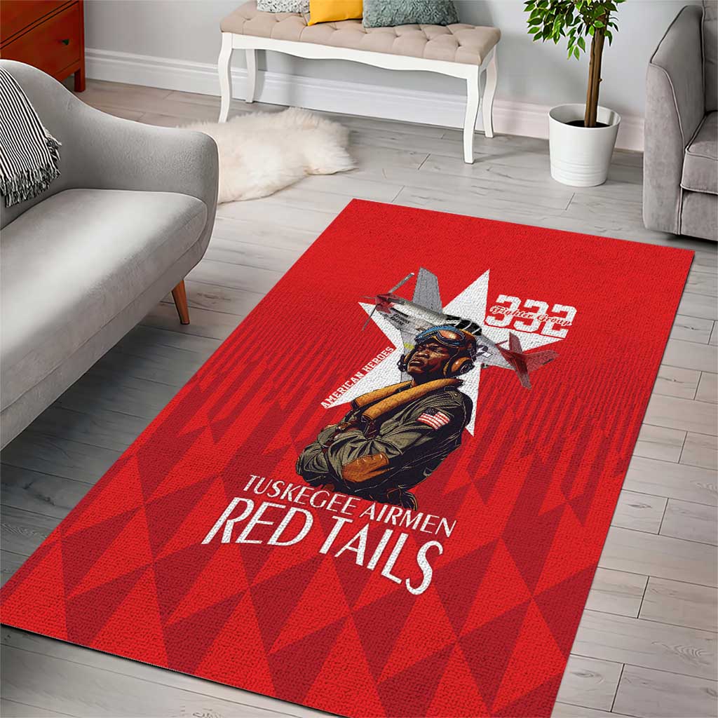Tuskegee Airmen Red Tails Area Rug African American Pilots Heritage Red Style - Wonder Print Shop