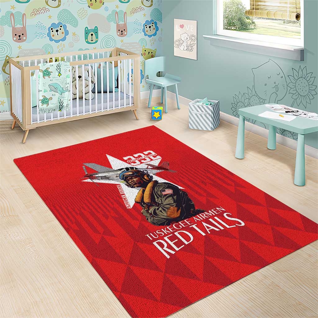 Tuskegee Airmen Red Tails Area Rug African American Pilots Heritage Red Style - Wonder Print Shop
