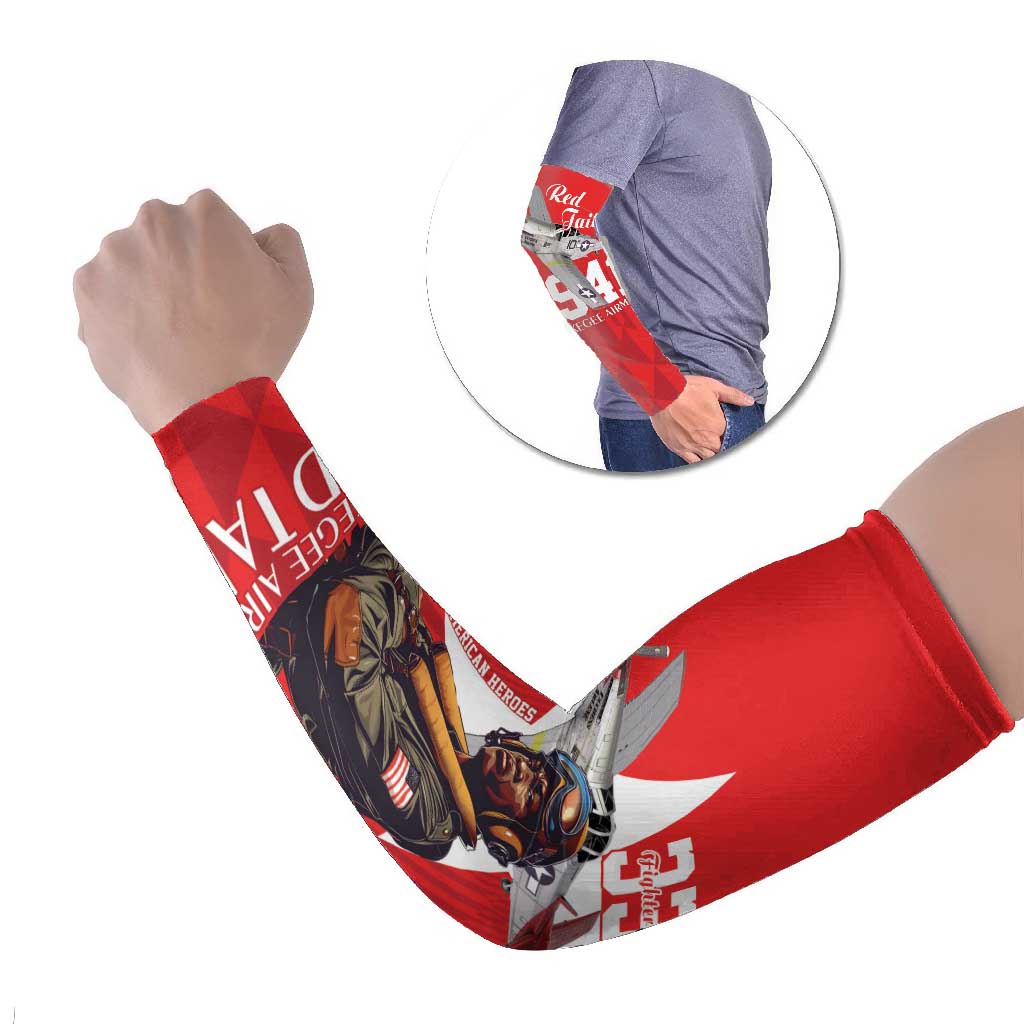Tuskegee Airmen Red Tails Arm Sleeves African American Pilots Heritage Red Style - Wonder Print Shop