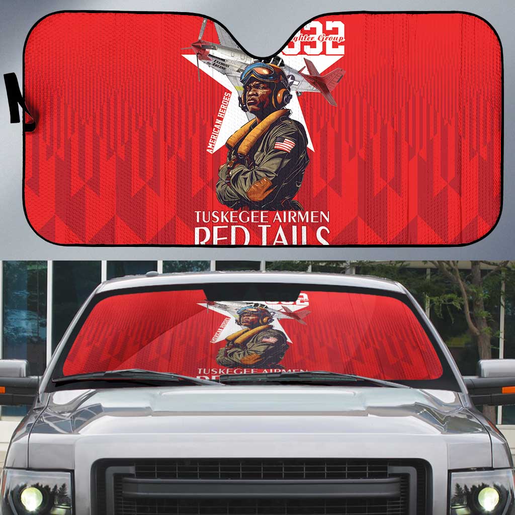 Tuskegee Airmen Red Tails Auto Sun Shade African American Pilots Heritage Red Style - Wonder Print Shop
