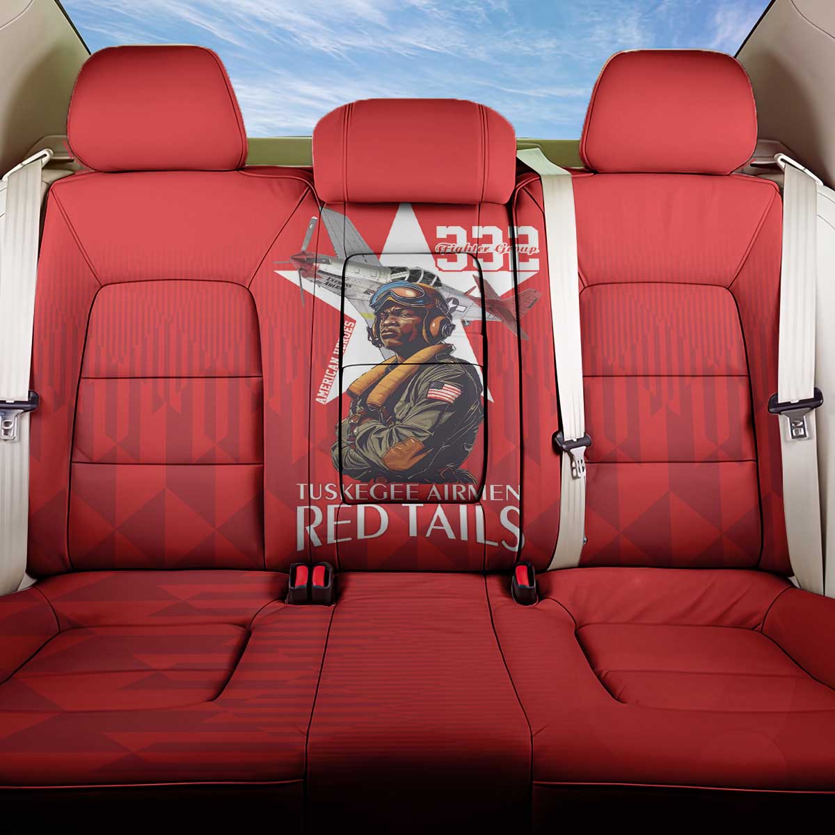 Tuskegee Airmen Red Tails Back Car Seat Cover African American Pilots Heritage Red Style - Wonder Print Shop