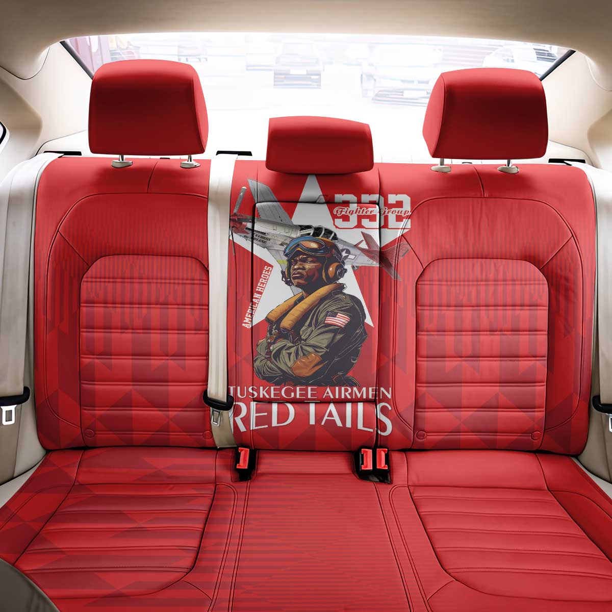 Tuskegee Airmen Red Tails Back Car Seat Cover African American Pilots Heritage Red Style - Wonder Print Shop
