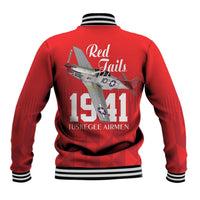 Tuskegee Airmen Red Tails Baseball Jacket African American Pilots Heritage Red Style - Wonder Print Shop