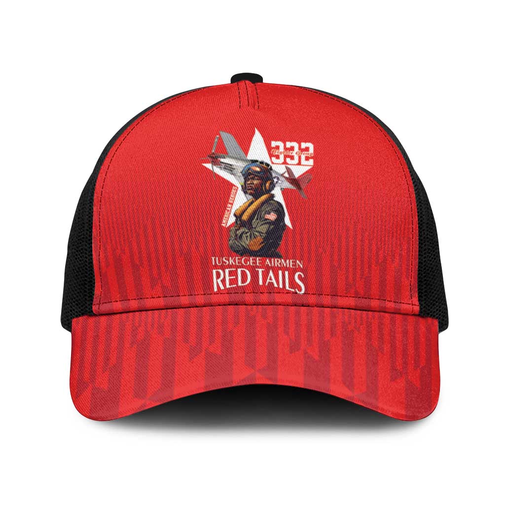 Tuskegee Airmen Red Tails Baseball Net Cap African American Pilots Heritage Red Style - Wonder Print Shop
