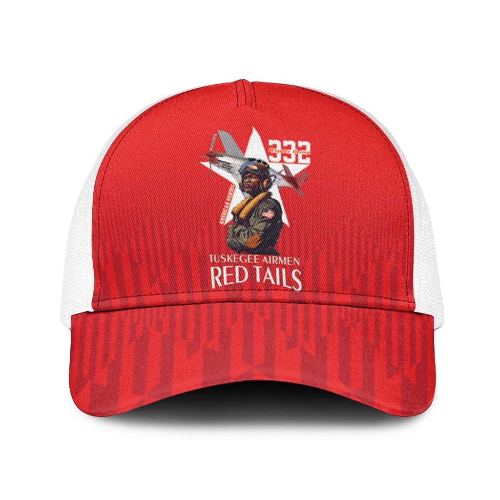 Tuskegee Airmen Red Tails Baseball Net Cap African American Pilots Heritage Red Style - Wonder Print Shop