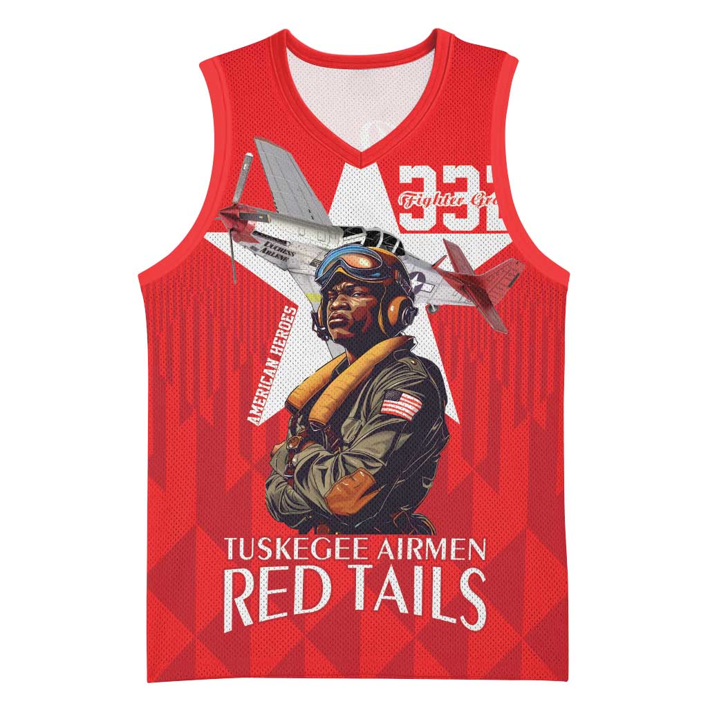 Tuskegee Airmen Red Tails Basketball Jersey African American Pilots Heritage Red Style - Wonder Print Shop