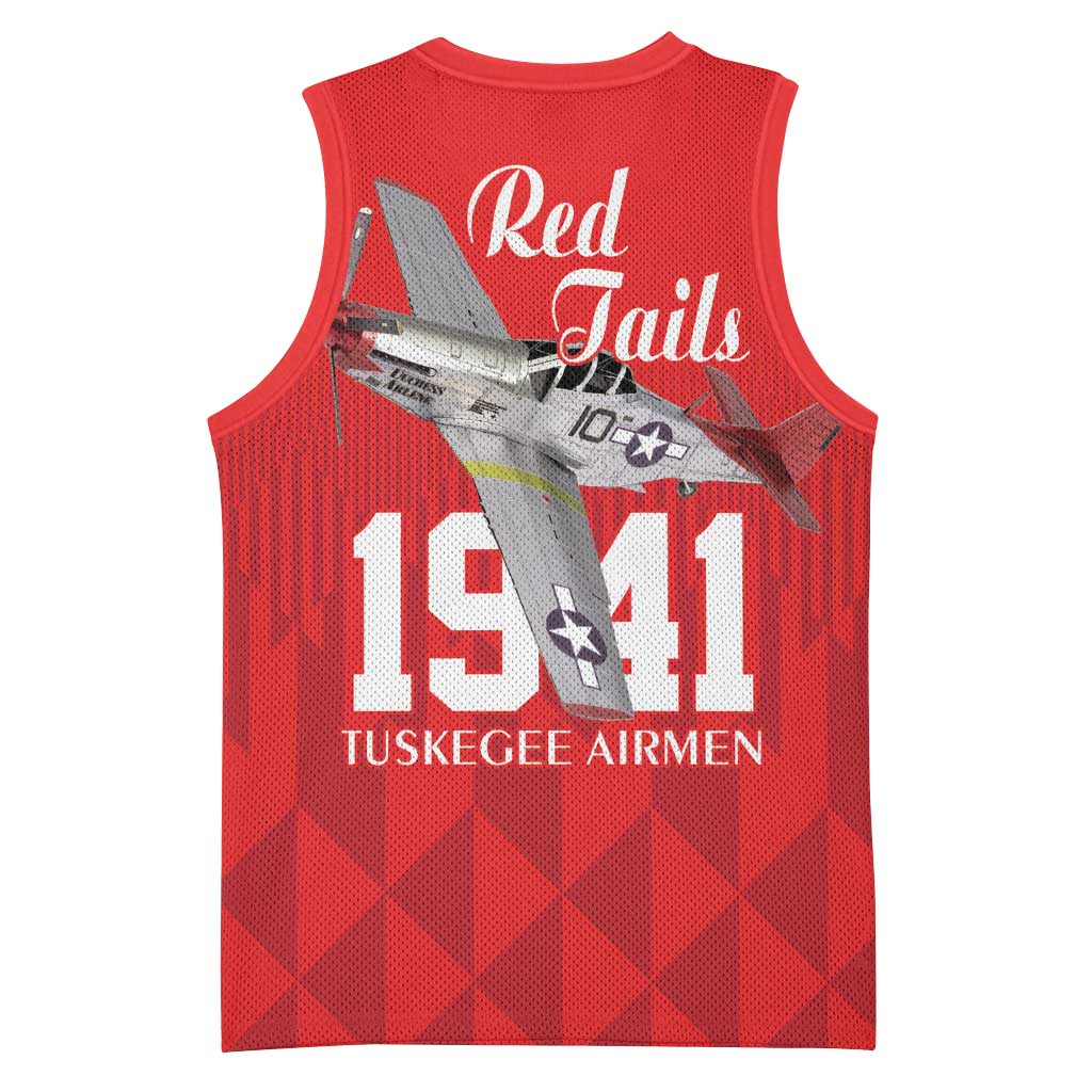 Tuskegee Airmen Red Tails Basketball Jersey African American Pilots Heritage Red Style - Wonder Print Shop