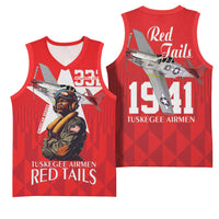 Tuskegee Airmen Red Tails Basketball Jersey African American Pilots Heritage Red Style - Wonder Print Shop