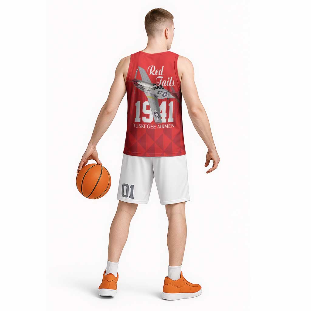 Tuskegee Airmen Red Tails Basketball Jersey African American Pilots Heritage Red Style - Wonder Print Shop