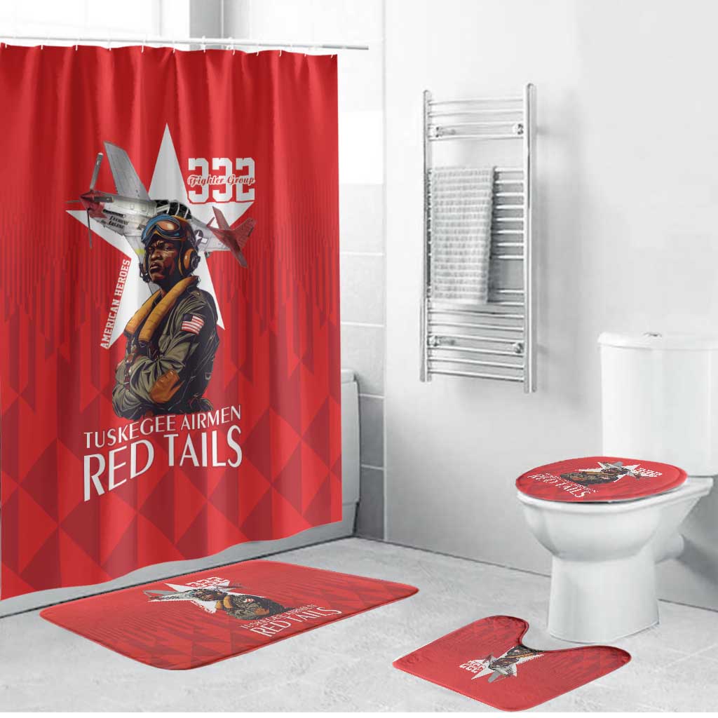 Tuskegee Airmen Red Tails Bathroom Set African American Pilots Heritage Red Style - Wonder Print Shop