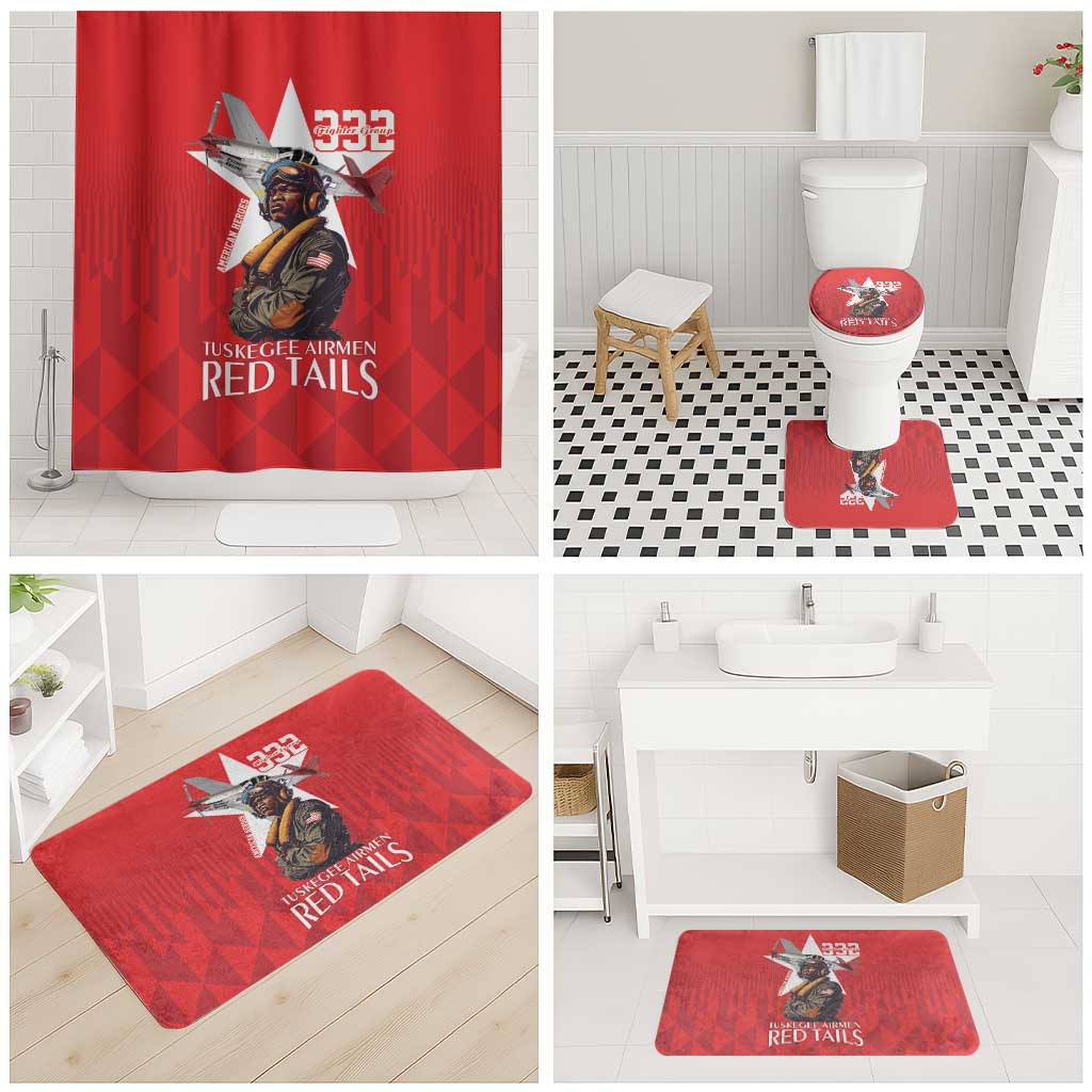 Tuskegee Airmen Red Tails Bathroom Set African American Pilots Heritage Red Style - Wonder Print Shop