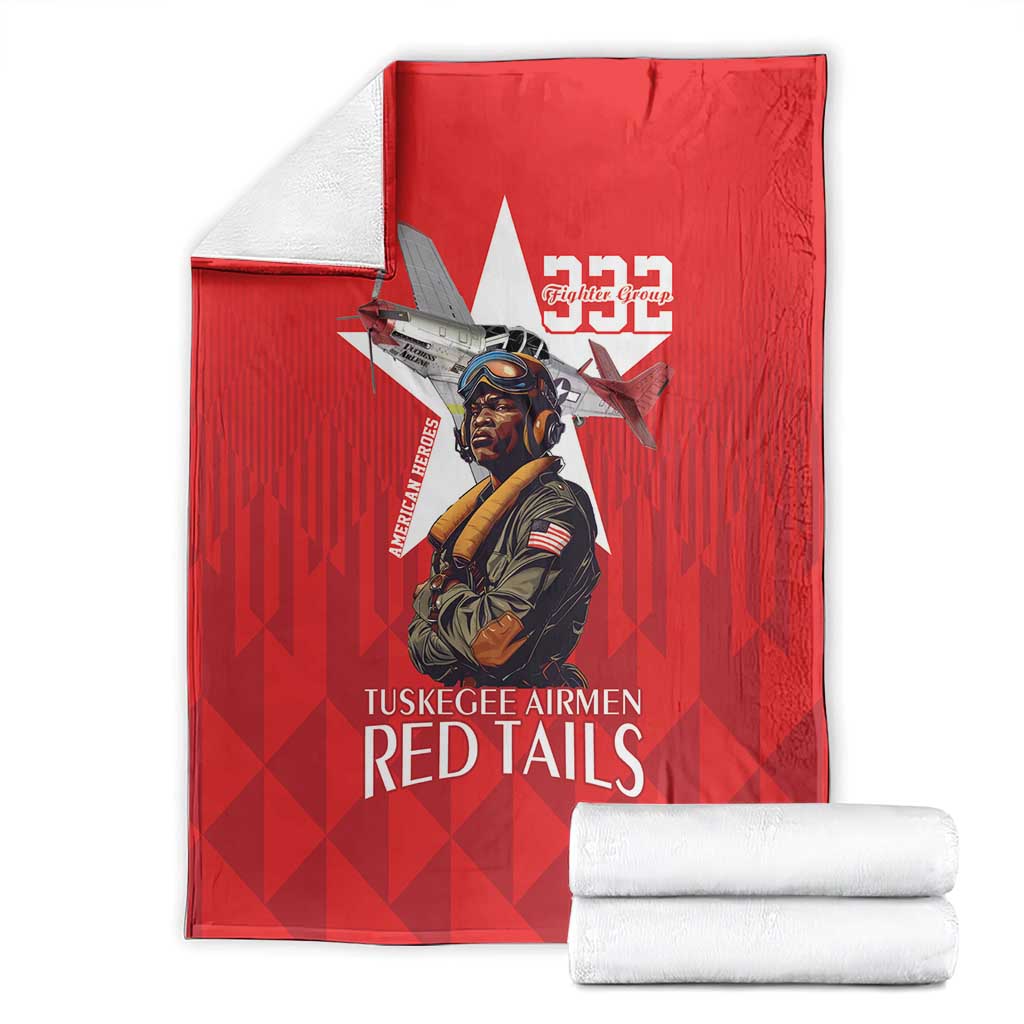 Tuskegee Airmen Red Tails Blanket African American Pilots Heritage Red Style - Wonder Print Shop