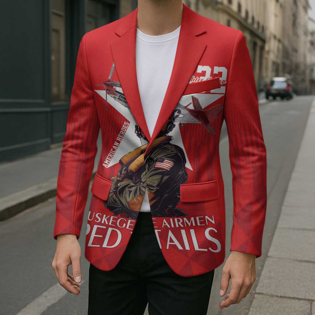 Tuskegee Airmen Red Tails Blazer African American Pilots Heritage Red Style - Wonder Print Shop