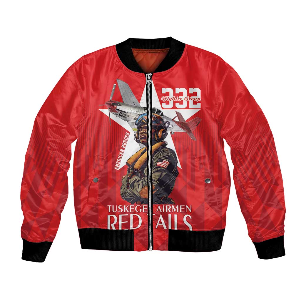 Tuskegee Airmen Red Tails Bomber Jacket African American Pilots Heritage Red Style - Wonder Print Shop