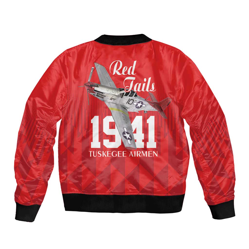 Tuskegee Airmen Red Tails Bomber Jacket African American Pilots Heritage Red Style - Wonder Print Shop