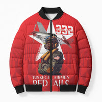 Tuskegee Airmen Red Tails Bomber Puffer Jacket African American Pilots Heritage Red Style - Wonder Print Shop