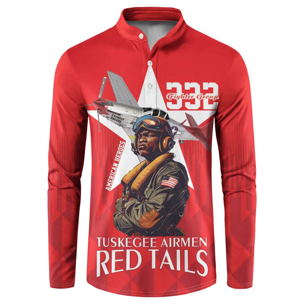 Tuskegee Airmen Red Tails Button Sweatshirt African American Pilots Heritage Red Style - Wonder Print Shop